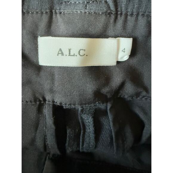 A.L.C. Diego Pants Sz 4 Black Tapered Paperbag Ankle High Rise Belt - Picture 8 of 10